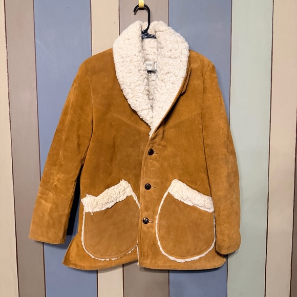 Vintage 1960s Jo O Kay Suede Leather Sherpa Lined Western Rancher Jacket 38 - Picture 13 of 14
